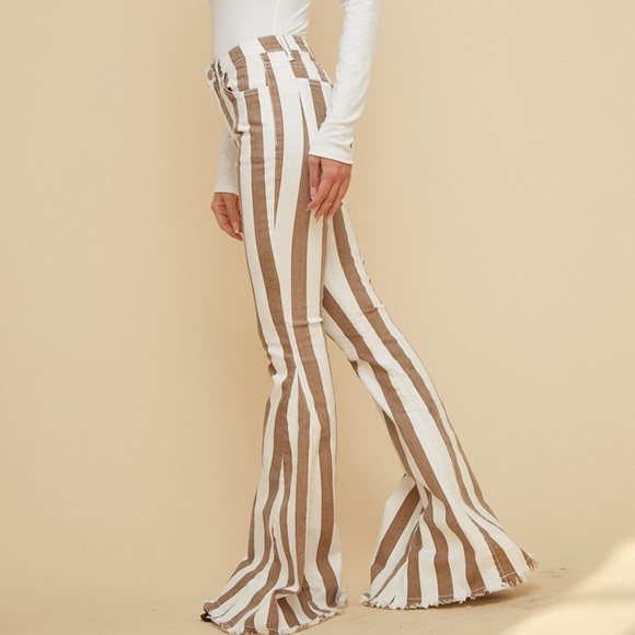 Boho Striped Denim Flares - Picture 6 of 8